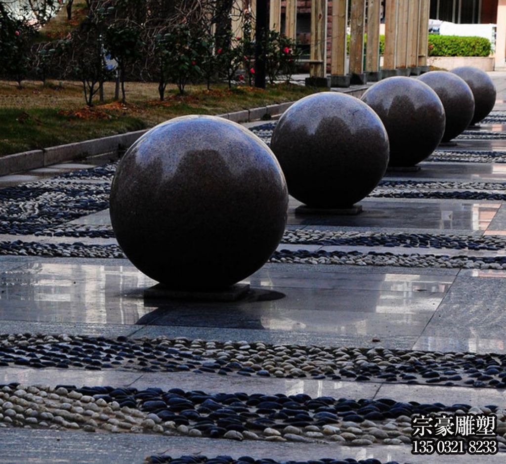 路障石球，市政園林阻車(chē)石，人車(chē)分離石頭擺件